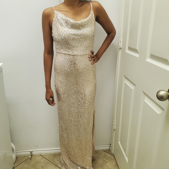 B Darlin Dresses & Skirts - B. Smart Gold Sequin Slit Dress